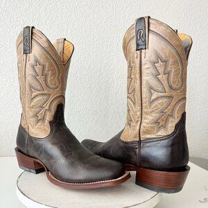 Rod Patrick Mens Cowboy Boots 12.5A Antique Mocha Bison Brown Western Blunt Toe